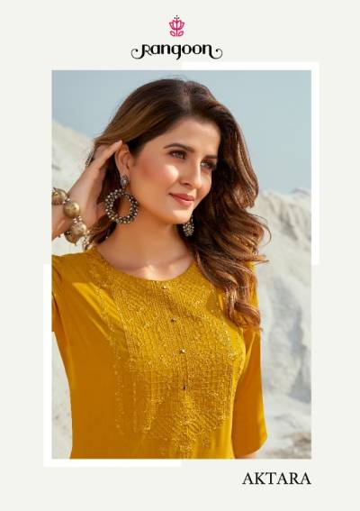 Aktara By Rangoon Stylish Attractive Work Muslin Kurti Collection